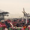 Containers are stacked at the Port of Los Angeles Friday, Feb. 20, 2026, in Los Angeles.
