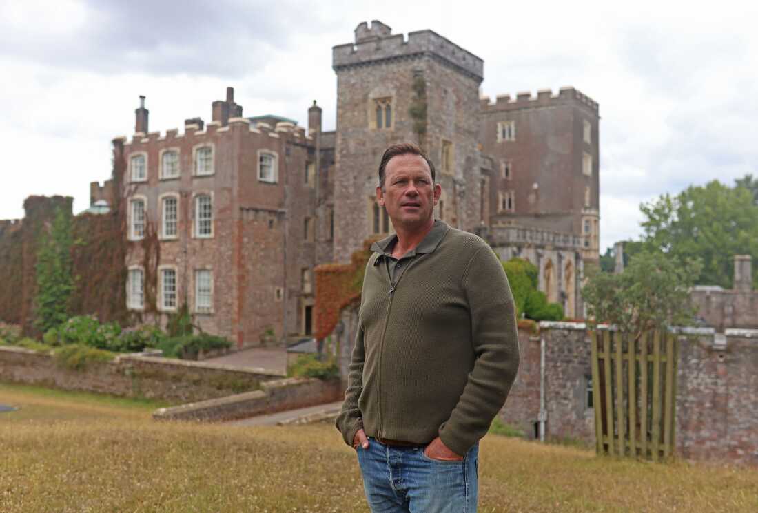 Aristocrat Charles Courtenay, 19th Earl of Devon, pictured outside his family seat of Powderham Castle in Devon, Britain