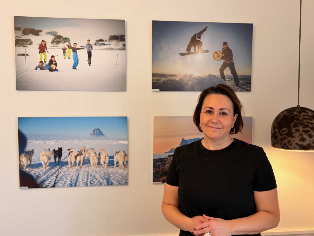 Parliamentarian Aaja Chemnitz stands in front of a row of photos from her native Greenland. As one of the only lawmakers from Greenland in the Danish Parliament, Chemnitz says she hopes Trump’s threats don’t distract from real domestic issues her voters in Greenland face on a daily basis. Chemnitz, along with U.S. Sen. Lisa Murkowski, has been nominated for a Nobel Peace Prize for her efforts in de-escalating tensions between the U.S. and Greenland.