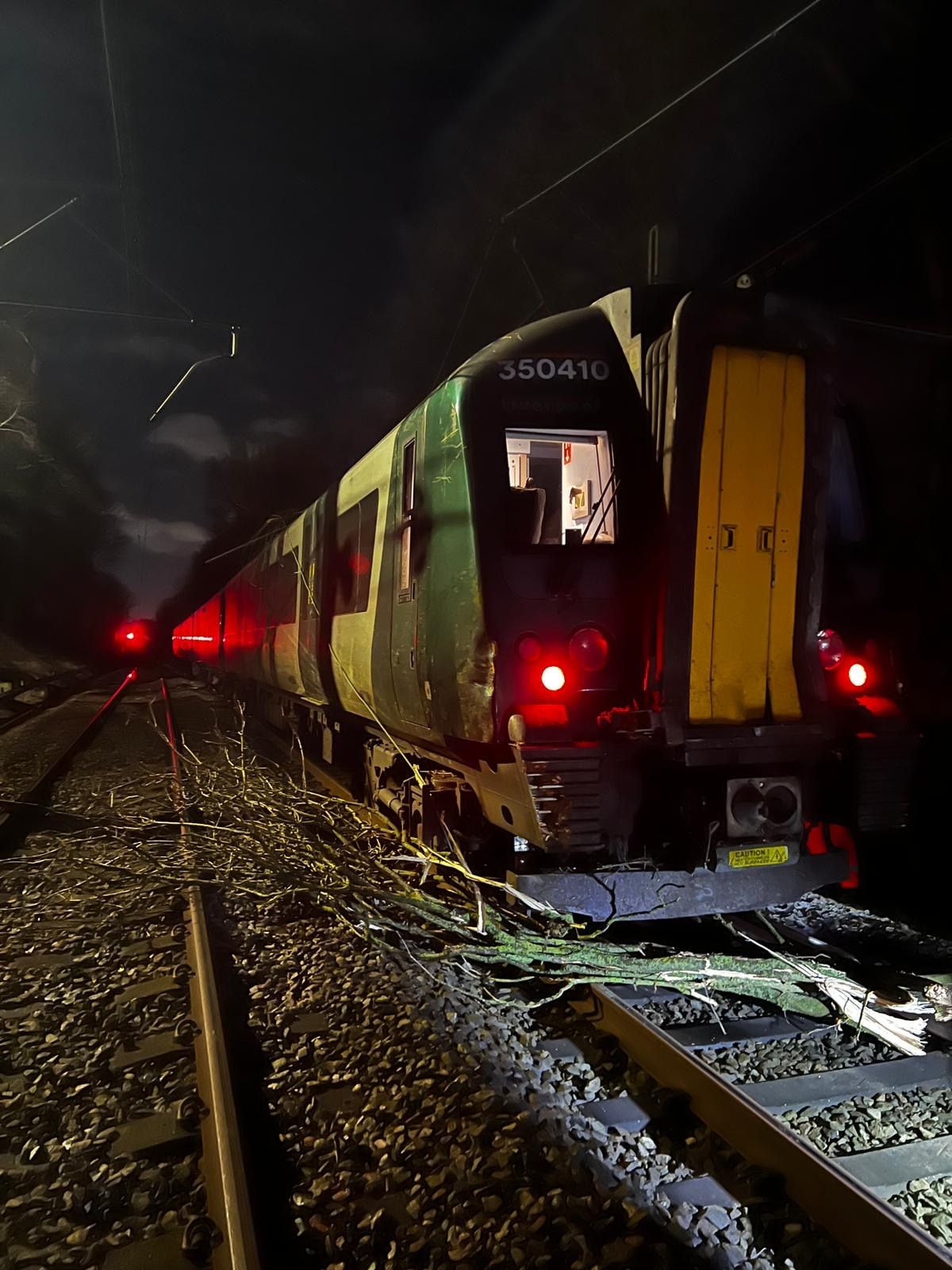 The train, which was destined for Liverpool, hit a fallen tree