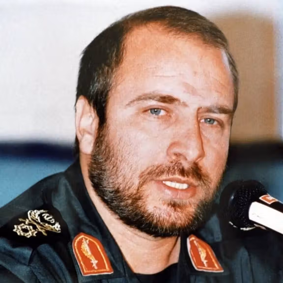 Mohammad Bagher Ghalibaf in IRGC uniform during his tenure as commander of the IRGC Air Force in the 1990s.