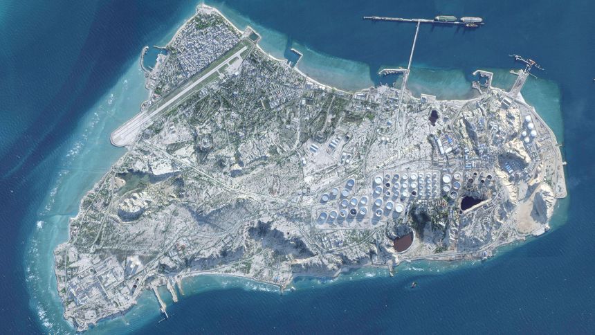In this satellite photo from Planet Labs PBC, Iran's Kharg Island is seen on February 26, 2026.