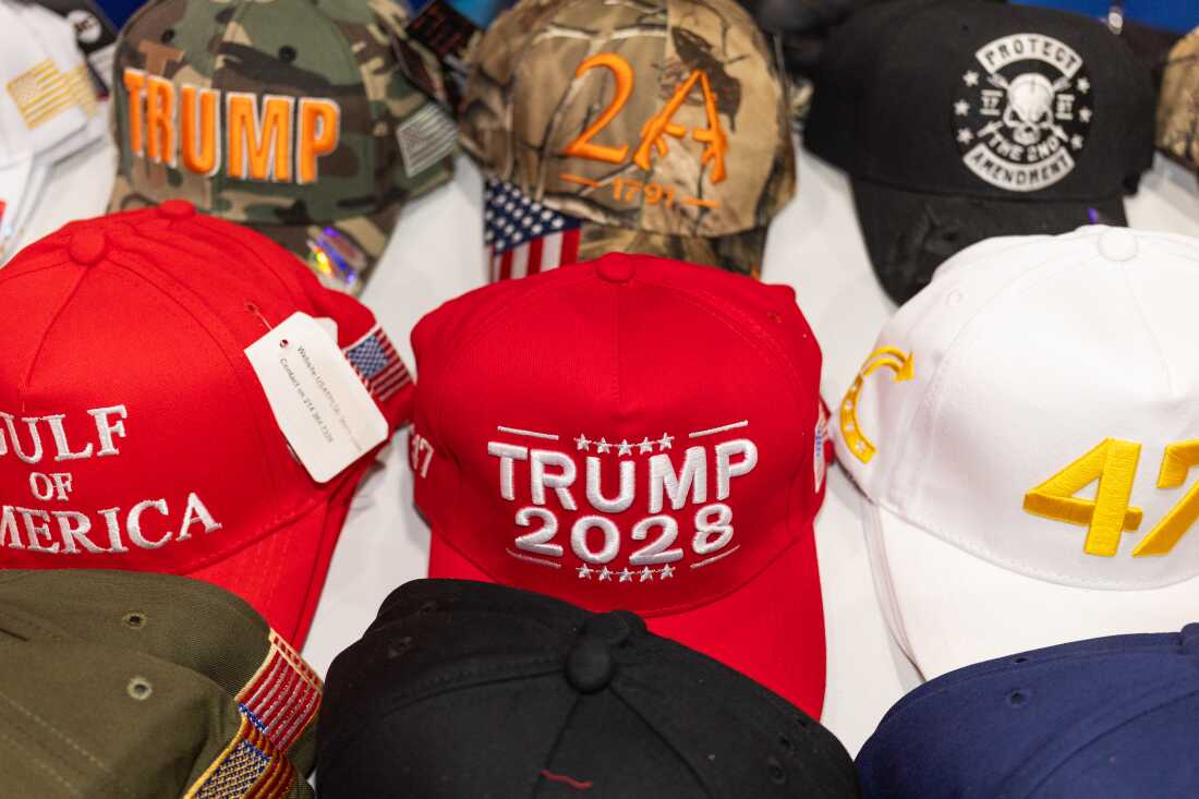 Trump-themed merchandise is displayed during CPAC.