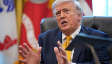 Donald Trump speaking at the PAAP office conference, addressing key political issues and strategies in a formal setting.