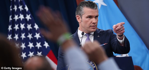 ARLINGTON, VIRGINIA - MARCH 31: U.S. Secretary of War Pete Hegseth takes questions during a press briefing at the Pentagon on March 31, 2026 in Arlington, Virginia. The U.S. and Israel have continued their joint attack on Iran that began on February 28. (Photo by Win McNamee/Getty Images)