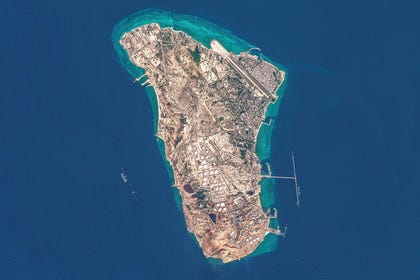 This handout image, taken by the European Space Agency (ESA) and captured by the Copernicus Sentinel-2 satellite, shows a view of Iran's Kharg Island, which hosts the country's main crude export terminal, last week.