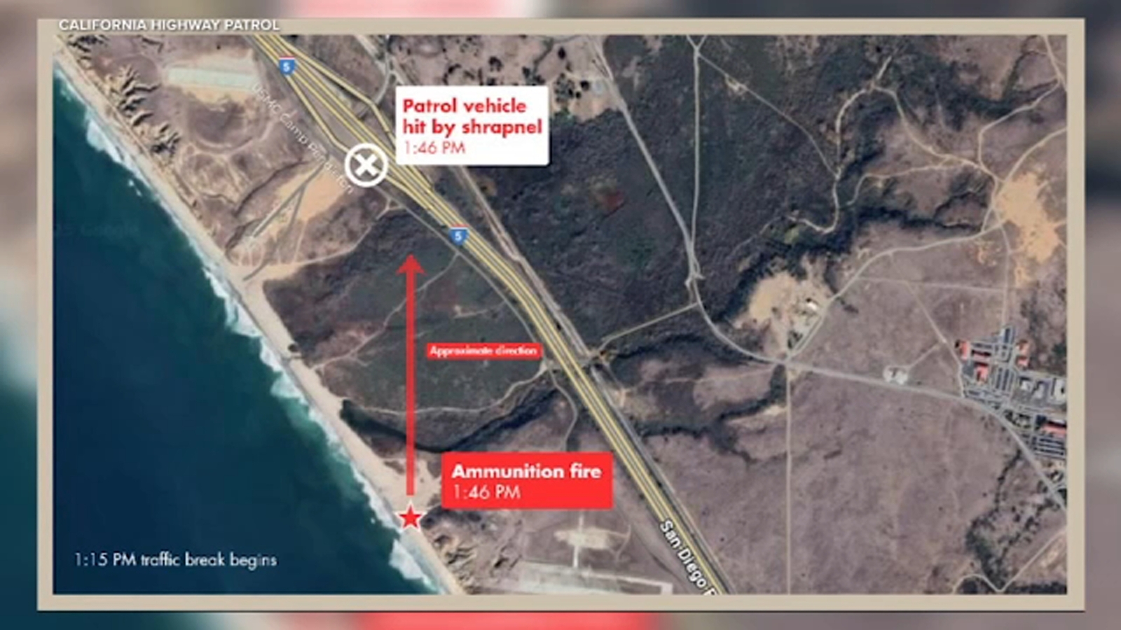 Marines cite 'one in a million' malfunction in Camp Pendleton round explosion over 5 Freeway, report says
