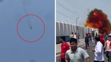 Missile appears to fall in Qatar as Iran launches retaliatory strikes – video