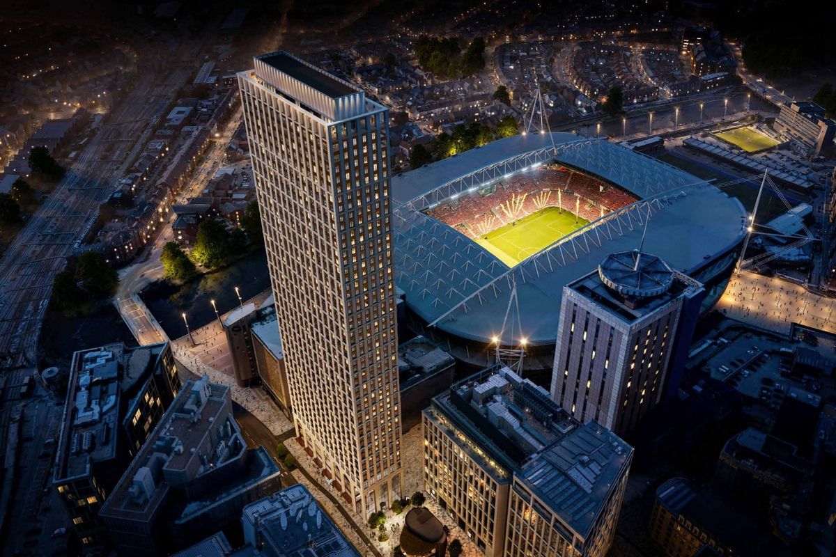 An Artist's Rendition Of The Skyscraper At Night