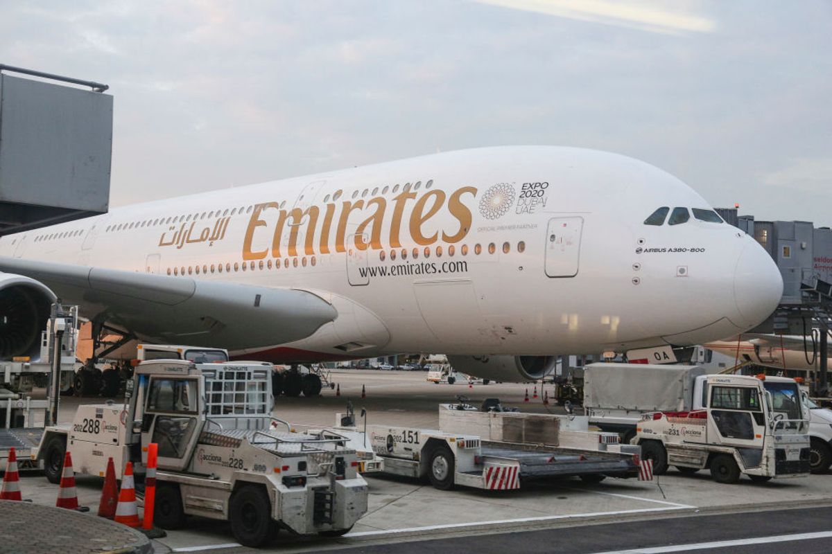 Emirates Airbus A380 docked