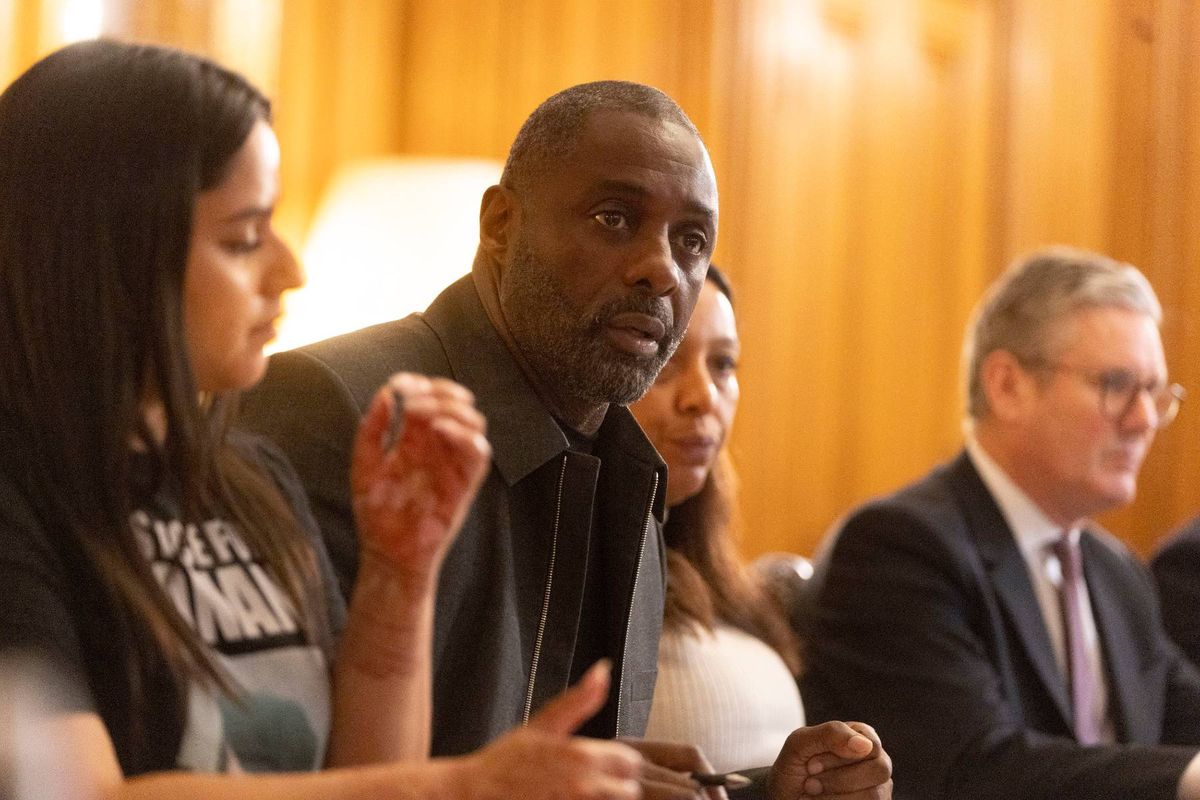 (left to right) Tanisha Dadar, the cousin of Ronan Kanda, actor Idris Elba, Yemi Hughes, whose 19-year-old son Andre Aderemi was murdered in 2016, and Prime Minister Sir Keir Starmer during a knife crime summit at 10 Downing Street