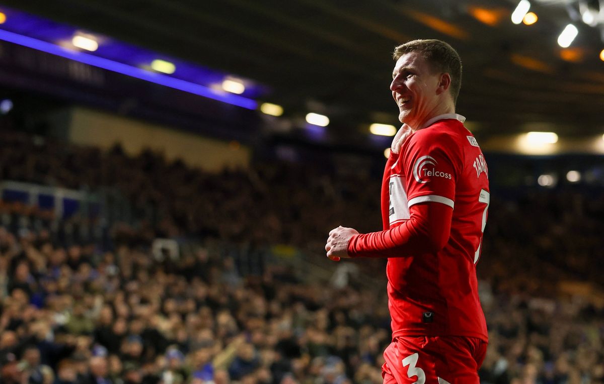 Matt Targett celebrates after scoring for Middlesbrough against Birmingham City