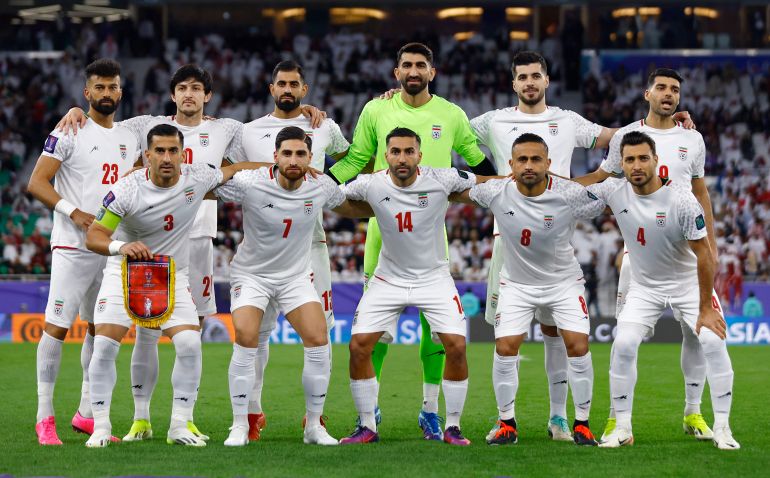 Soccer Football - AFC Asian Cup - Semi Final - Iran v Qatar - Al Thumama Stadium, Doha, Qatar - February 7, 2024 Iran players pose for a team group photo before the match REUTERS/Rula Rouhana