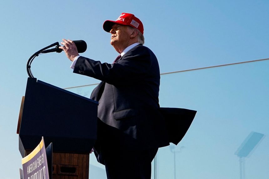 President Donald Trump delivers remarks during an event at the Port of Corpus Christi in Corpus Christi, Texas, on February 27.