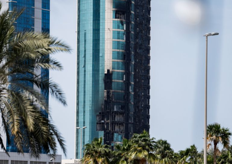 A building that was damaged by an Iranian drone attack, after Israel and the U.S. launched strikes on Iran, in Seef, Manama, Bahrain, March 1, 2026. REUTERS/Hamad I Mohammed