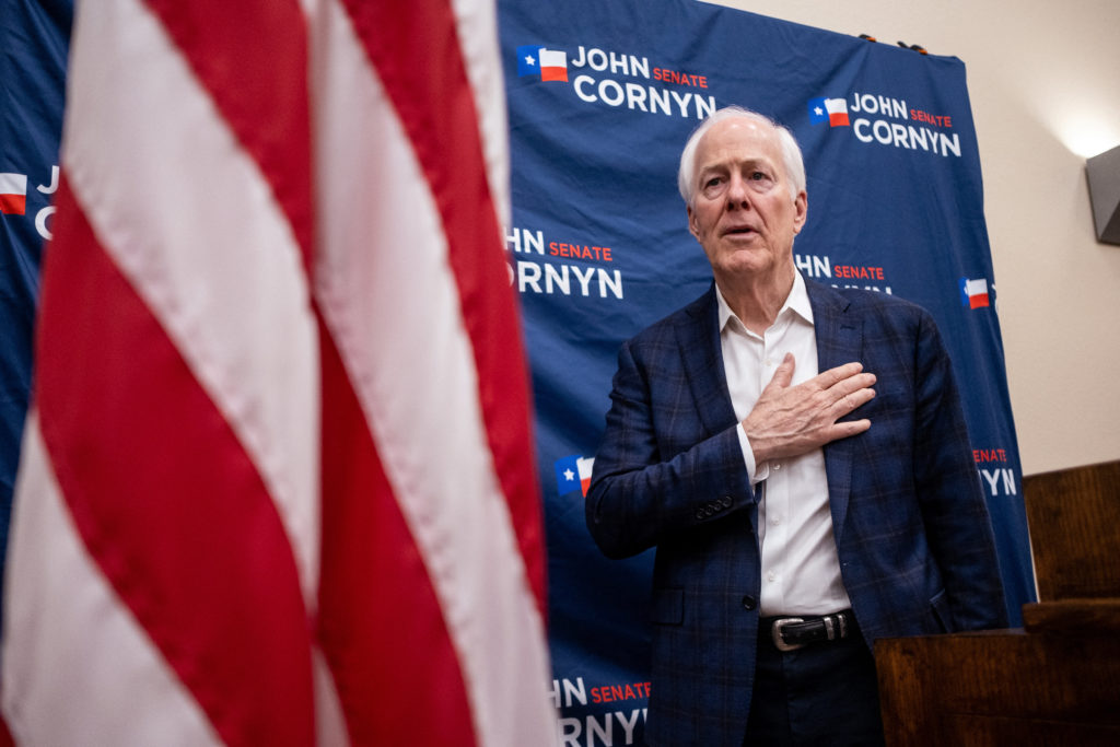 U.S. Senator John Cornyn (R-TX) campaigns for re-election in Schertz, Texas