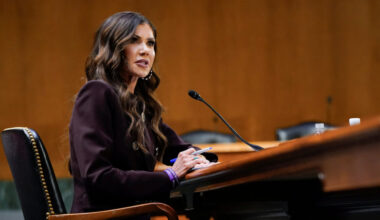 U.S. Homeland Security Secretary Kristi Noem testifies before a Senate Judiciary Committee, on Capitol Hill in Washington