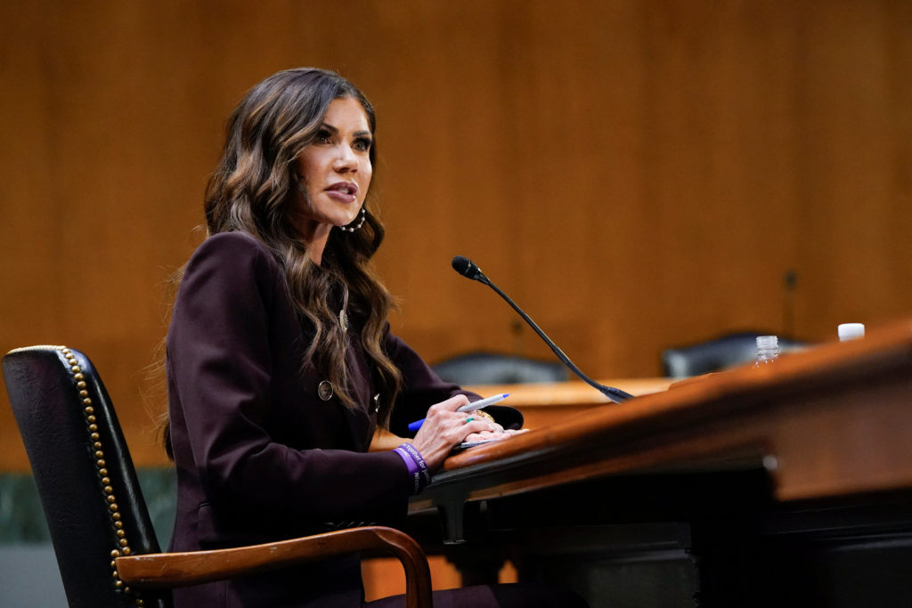 U.S. Homeland Security Secretary Kristi Noem testifies before a Senate Judiciary Committee, on Capitol Hill in Washington