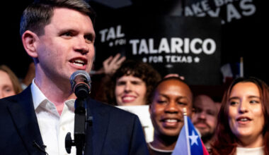 Primary election night party for Democratic senate candidate James Talarico in Austin