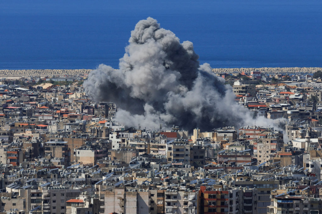 Smoke billows after an Israeli strike on Beirut's southern suburbs