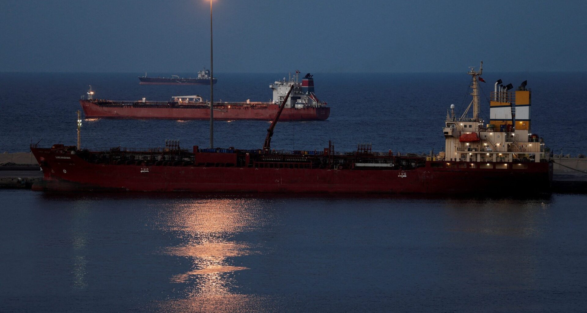 Luojiashan tanker sits anchored in Muscat, in Muscat