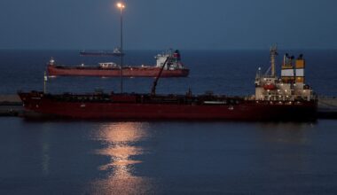 Luojiashan tanker sits anchored in Muscat, in Muscat