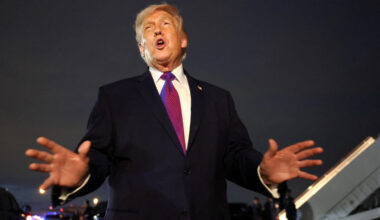 U.S. President Donald Trump arrives at Joint Base Andrews