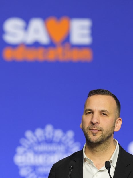 Zack Polanski speaking at the NEU conference in Brighton.