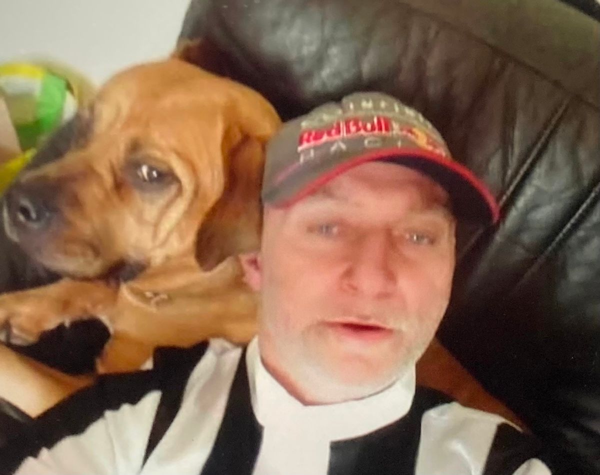 Photo shows David Howard, the victim of the Worksop house explosion, and his dog.