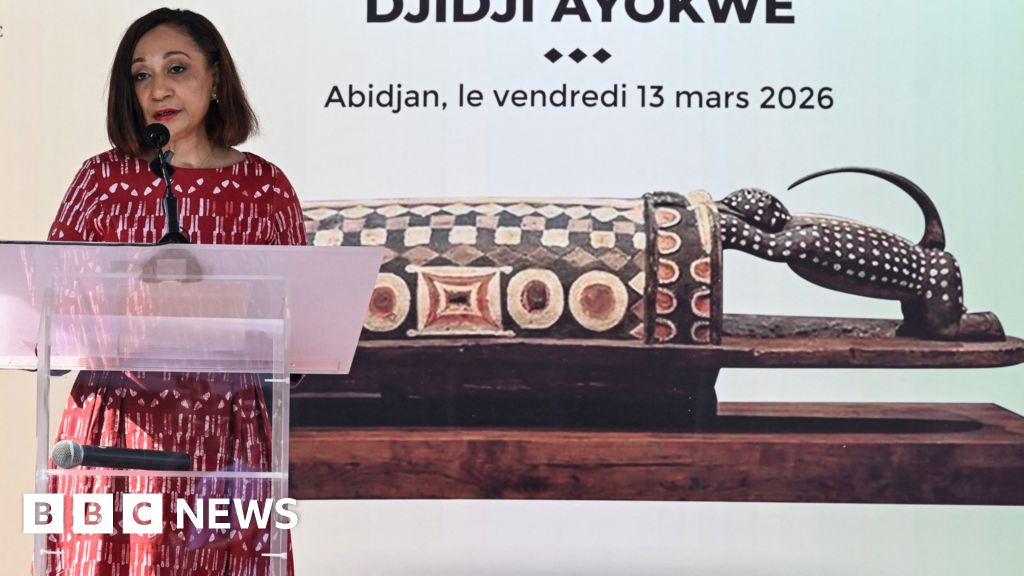 France returns sacred 'talking drum' looted during colonial rule to Ivory Coast - BBC