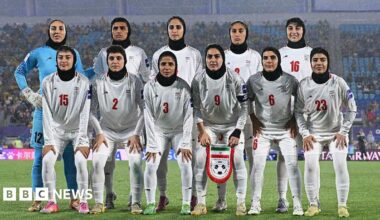 Islamic Republic of Iran players line up for a team photo prior to the AFC Women's Asian Cup Australia 2026 match on March 05