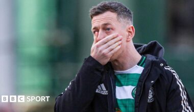 Callum McGregor looks dejected after the full-time whistle