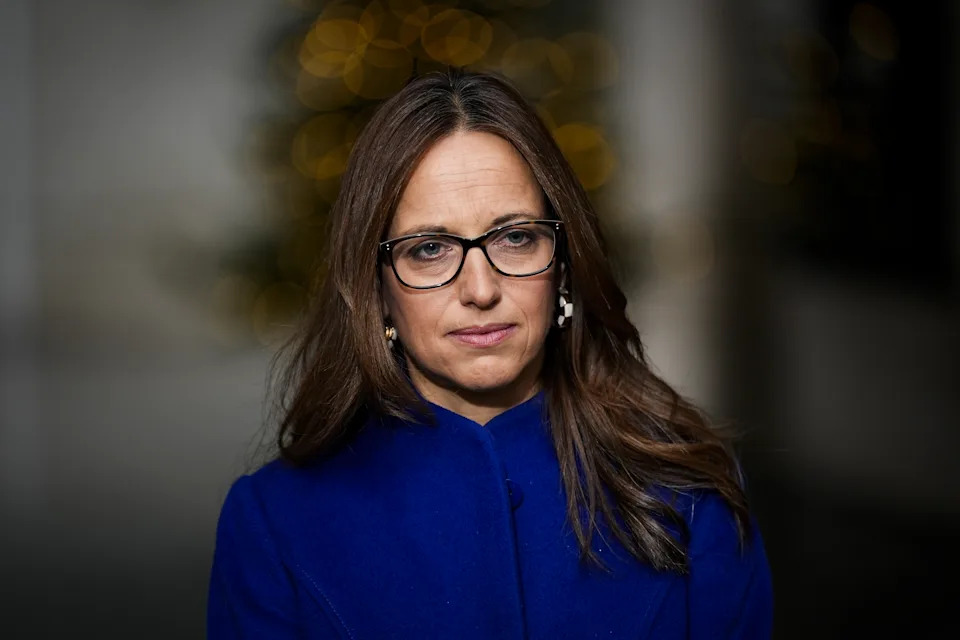 Shadow work and pensions secretary Helen Whately speaking to the media outside BBC Broadcasting House in London, after appearing on the BBC One current affairs programme, Sunday with Laura Kuenssberg. Picture date: Sunday December 7, 2025. (Photo by Aaron Chown/PA Images via Getty Images)