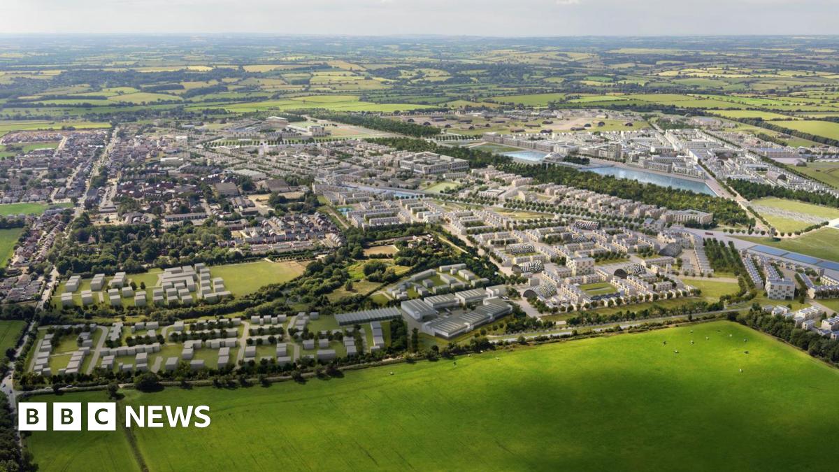 A CGI mock-up of the Heyford Park development, which is surrounded by countryside.
