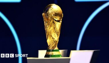 A general view of the Fifa World Cup trophy