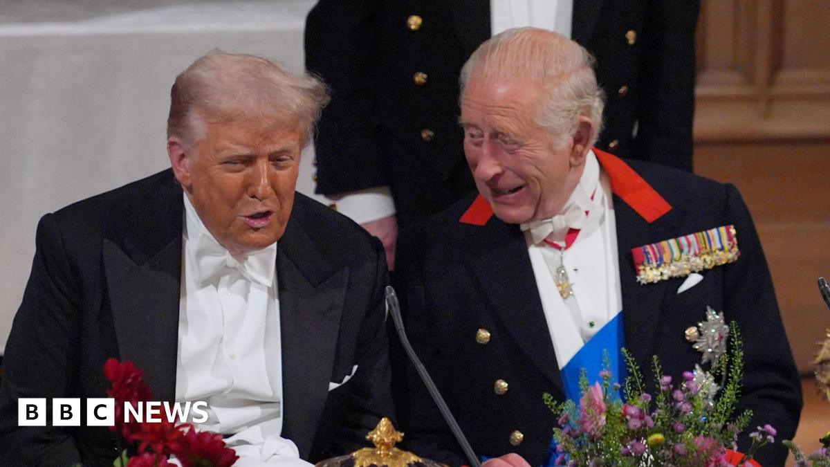US President Donald Trump and King Charles III at the state banquet for the US President and First Lady Melania Trump at Windsor Castle, Berkshire, on day one of their second state visit to the UK in September 2025