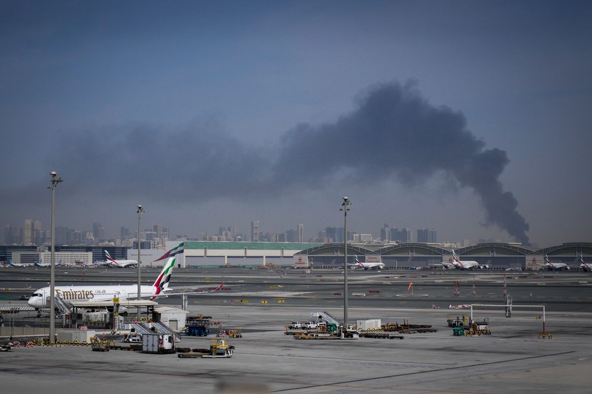 Plumes of smoke seen over Dubai International Airport [file image]