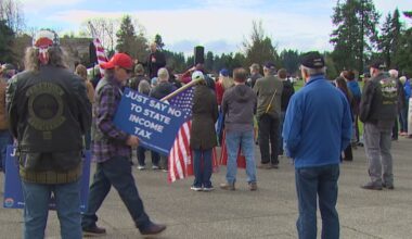 Hundreds rally against millionaires tax and Democrat-backed legislation at Washington State Capitol