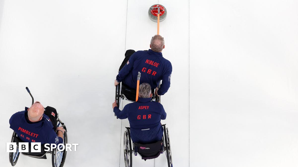 Great Britain wheelchair curlers in action at the 2026 Winter Paralympics