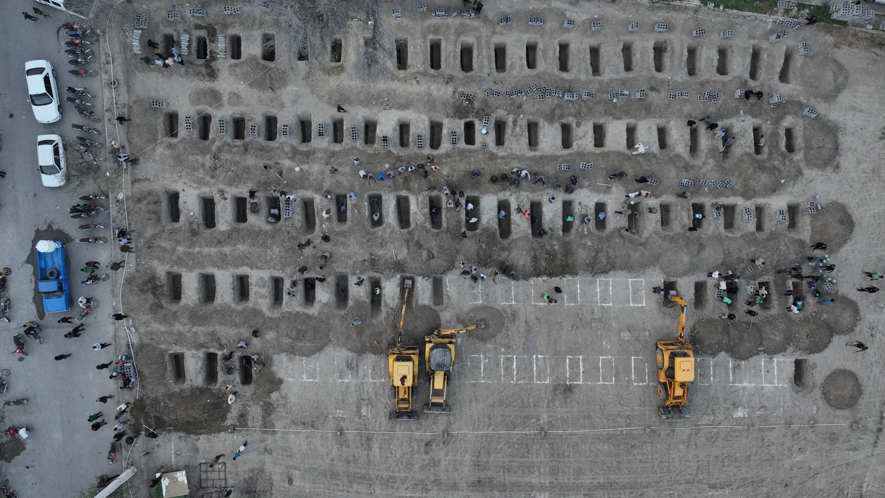 Graves are being prepared for the victims following a reported strike on a school, Minab, Iran, March 2, 2026. (Reuters Photo)