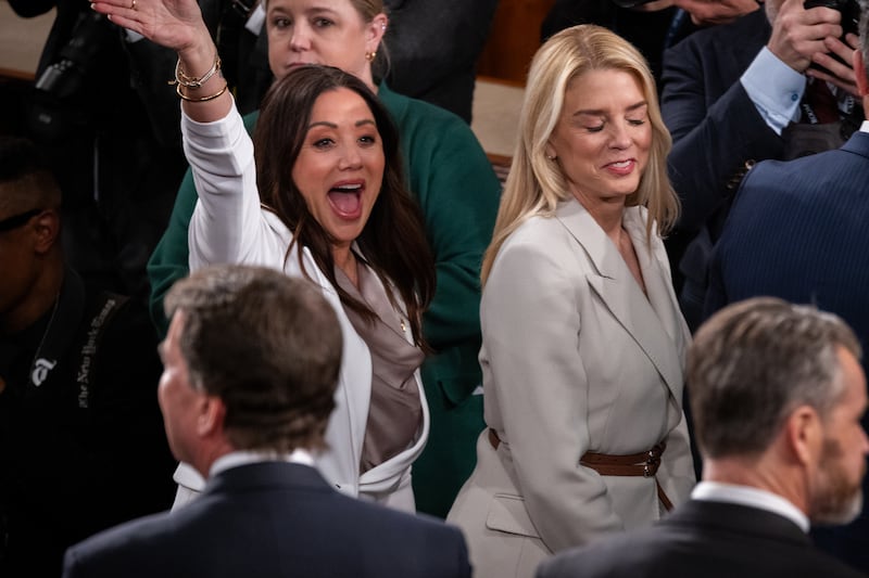 Secretary of Labor Lori Chavez-DeRemer arrives to the chambers of the U.S. House of Representatives ahead of President Trumpâs  State of the Union address in Washington, DC on February 24, 2026.