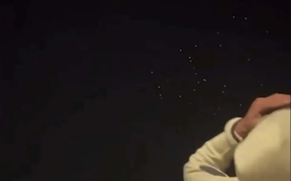 something herThe Iranian missiles light up the sky over Israel during the attacke