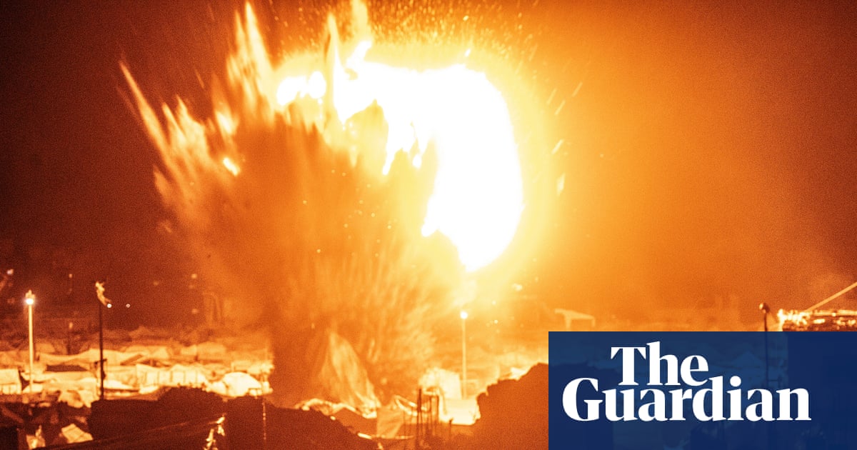 Fire breaks out after Israel strikes Gaza displacement camp – video report | Gaza