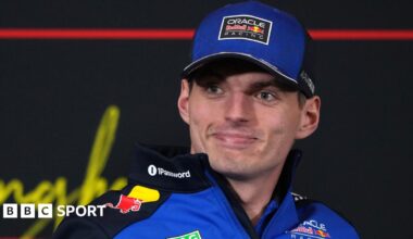 Max Verstappen speaks at a news conference at media day at the Chinese Grand Prix