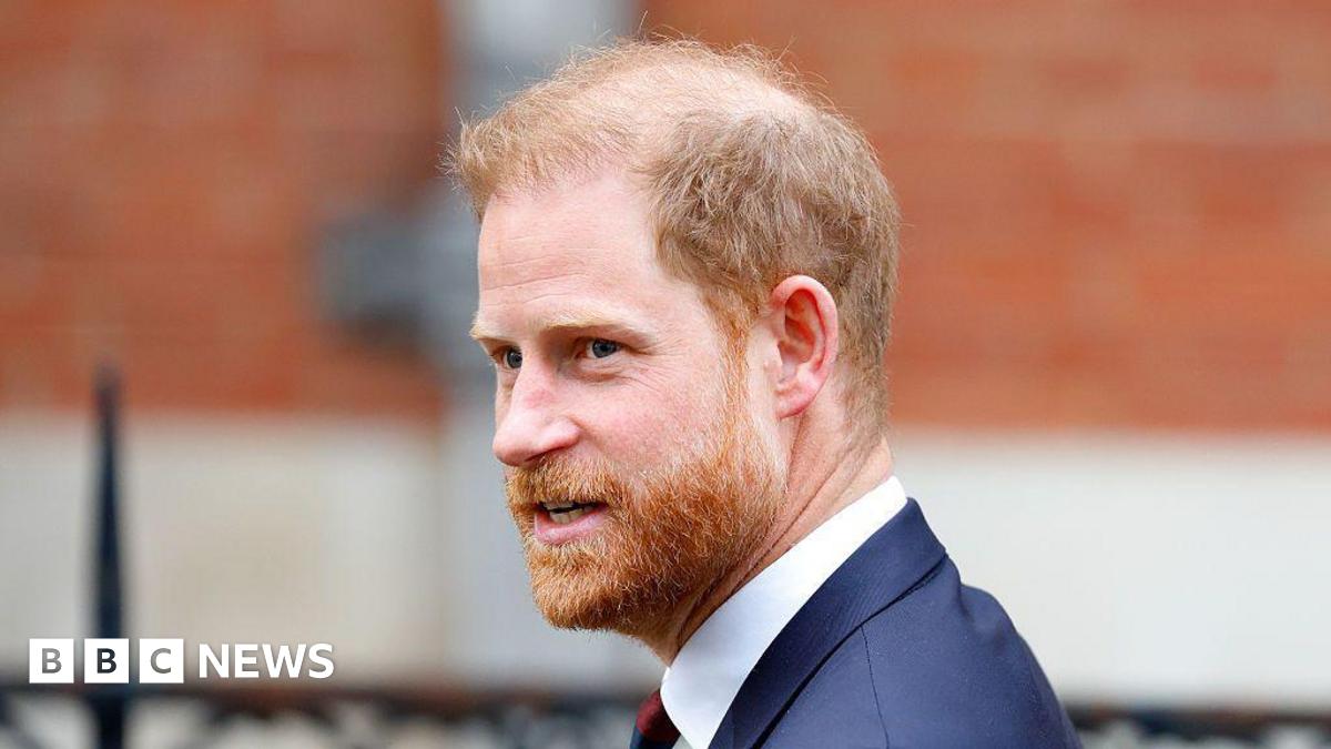 Prince Harry, Duke of Sussex (wearing a Household Division regimental tie and navy suit) departs The Royal Courts of Justice