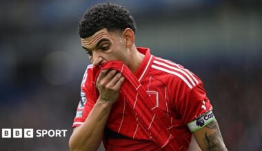 Premier League table - bottom six with image of Nottingham Forest boss Vitor Pereira