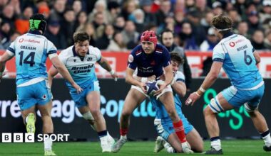 Louis Bielle-Biarrey in action against Scotland in March 2025