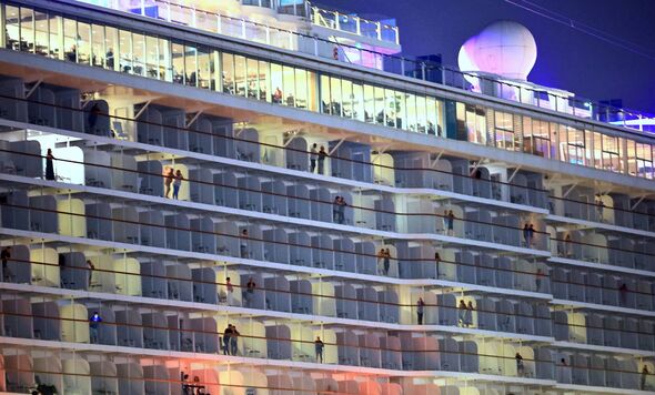 The TUI cruise ship 'Mein Schiff 5' is docked at the terminal close to the old port, in Doha