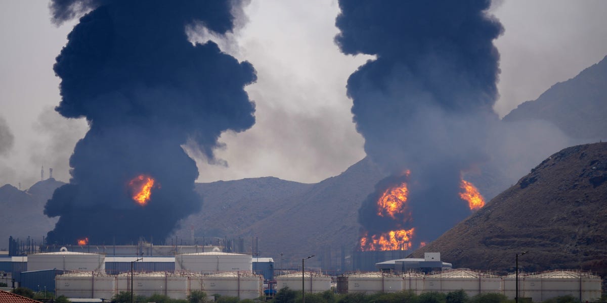 Photos: Fire at Key UAE Oil Hub Day After US Attack on Iran Oil Depot