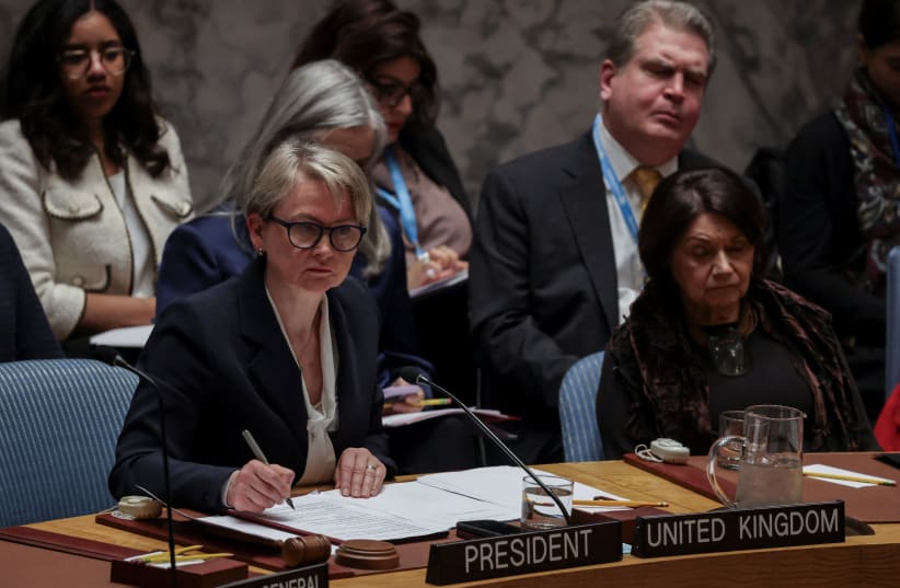 British Foreign Secretary Yvette Cooper at the UN Security Council, New York, February 18, 2026; illustrative.